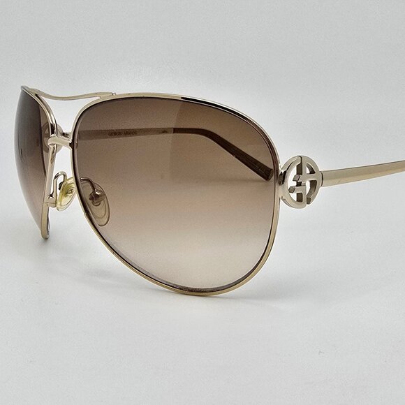Giorgio Armani GA448/S Gold Frame Brown Gradient Lens Aviator Sunglasses Italy - Picture 1 of 12